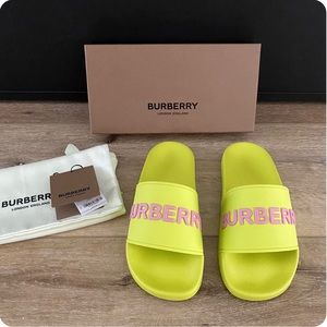 Burberry Pool Slide Women Lime Green Pink  39, 9